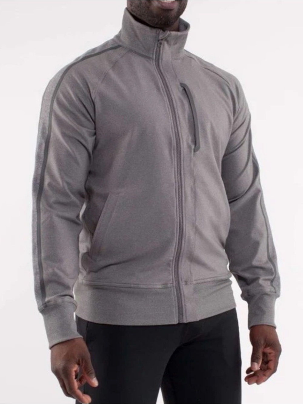 Lululemon Kung Fu Track Jacket Men’s L Gray Full Zip Outdoor Tech Pocket Hiking